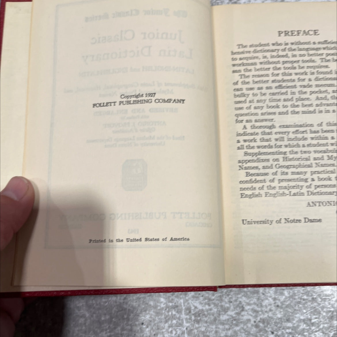 junior classic latin dictionary book, by antonio j. provost, 1943 Hardcover image 3