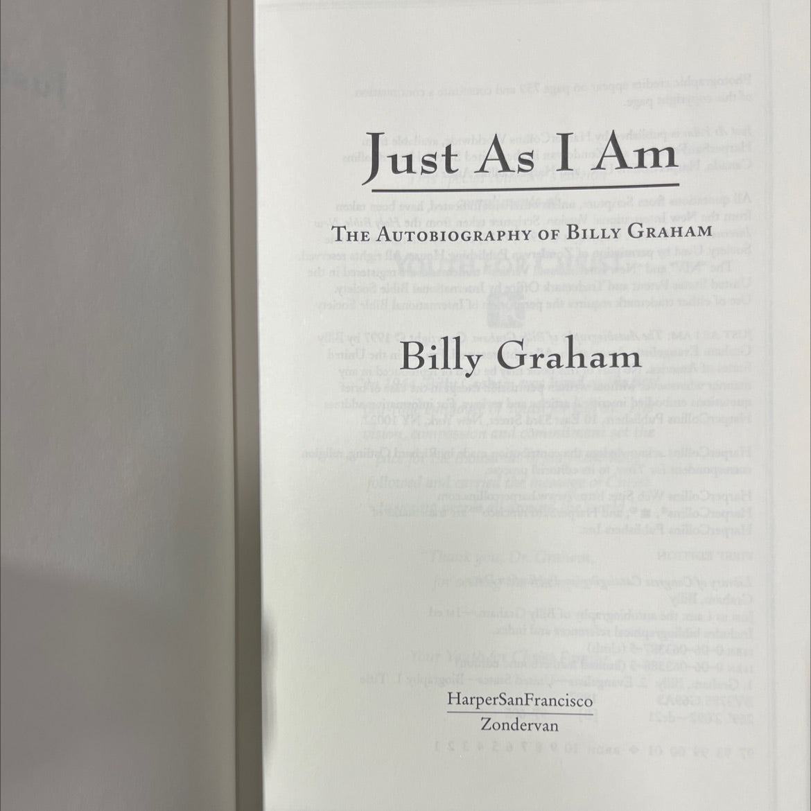 SIGNED just as i am the autobiography of billy graham book, by billy graham, 1997 Hardcover image 2