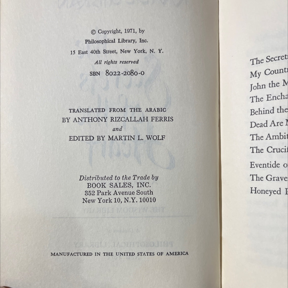 kahlil gibran the secrets of the heart a special selection book, by kahlil gibran, 1971 Hardcover image 3