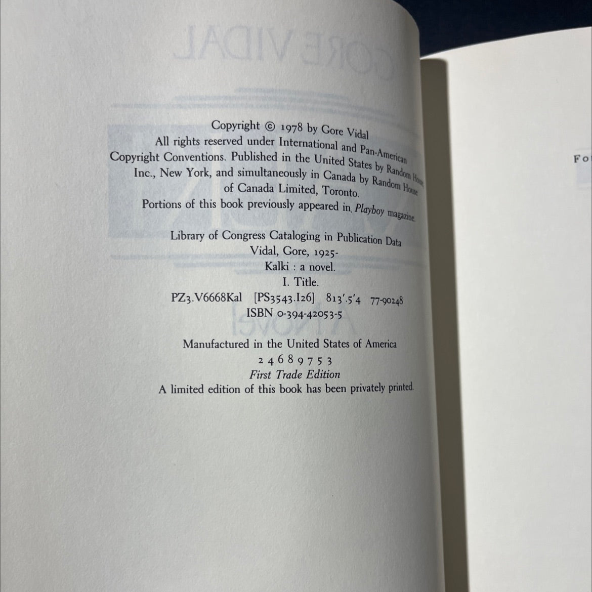 kalki book, by gore vidal, 1978 Hardcover image 3