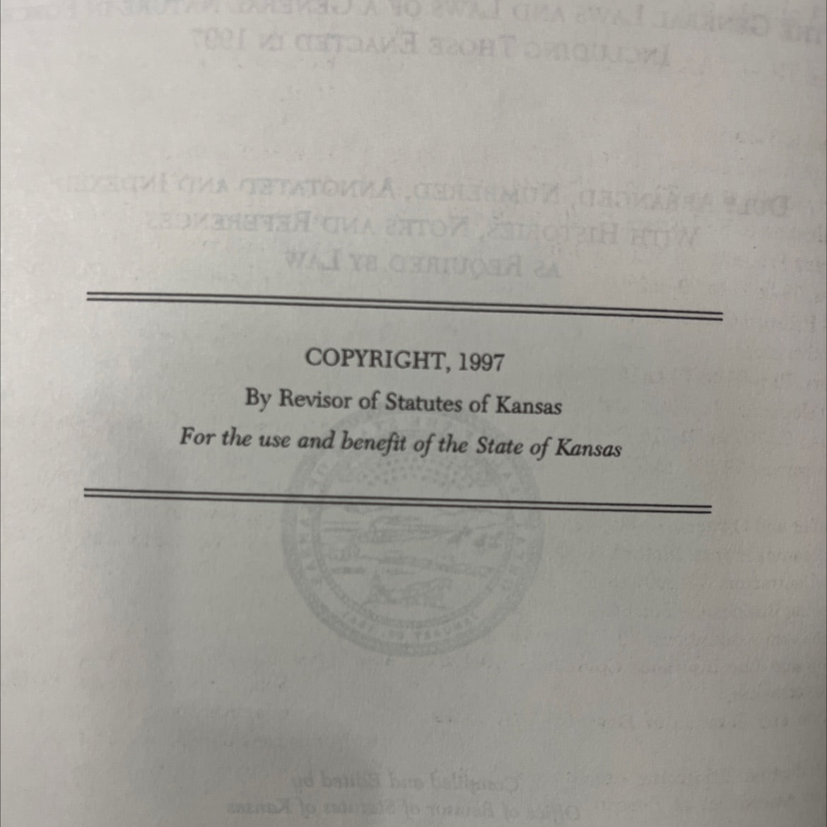 kansas statutes annotated volume no. 6a book, by office of revisor of statutes of kansas, 1997 Hardcover image 3