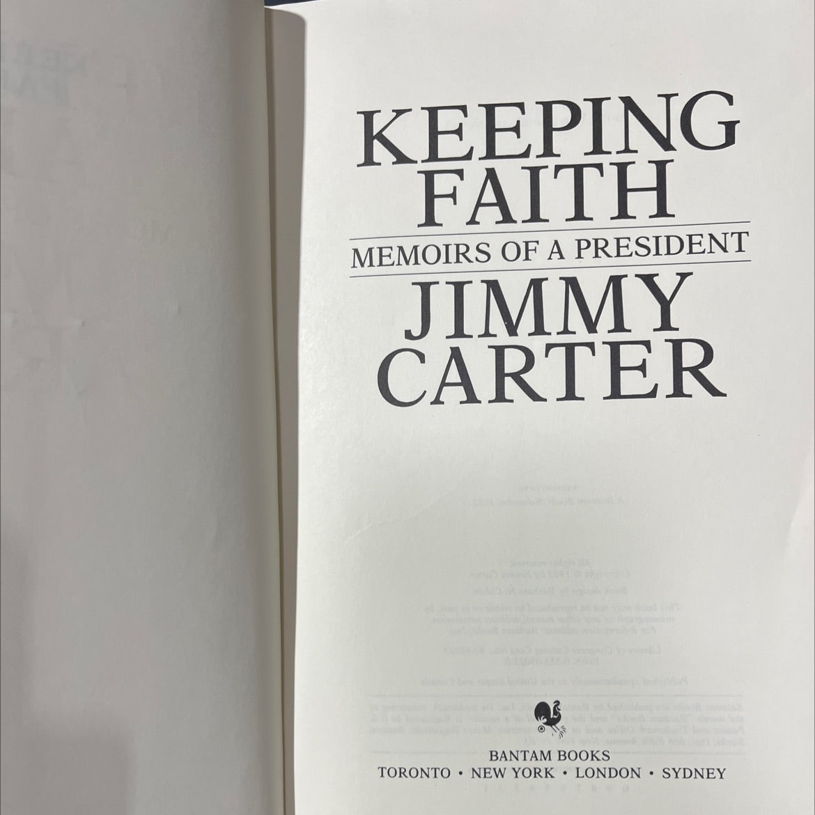 keeping faith memoirs of a president book, by jimmy carter, 1982 Hardcover image 2