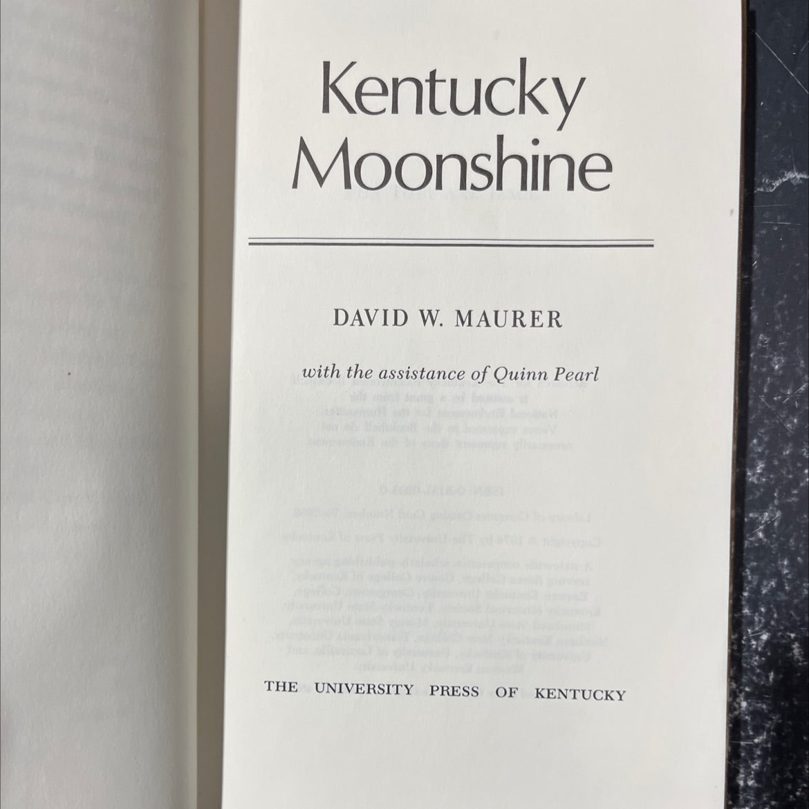 kentucky moonshine book, by david w. maurer, 1974 Hardcover image 2