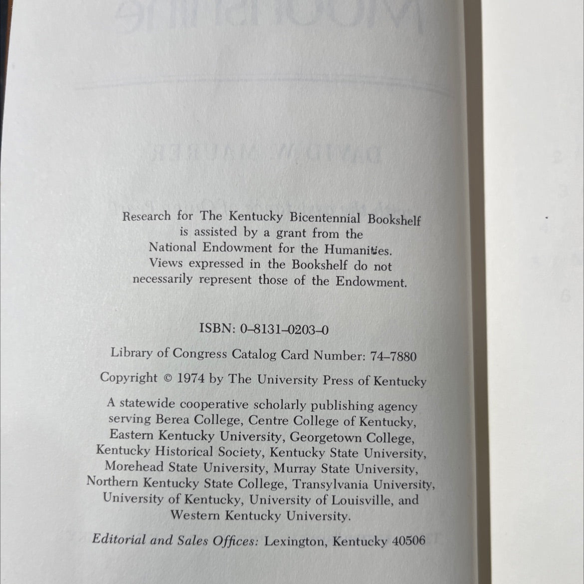 kentucky moonshine book, by david w. maurer, 1974 Hardcover image 3