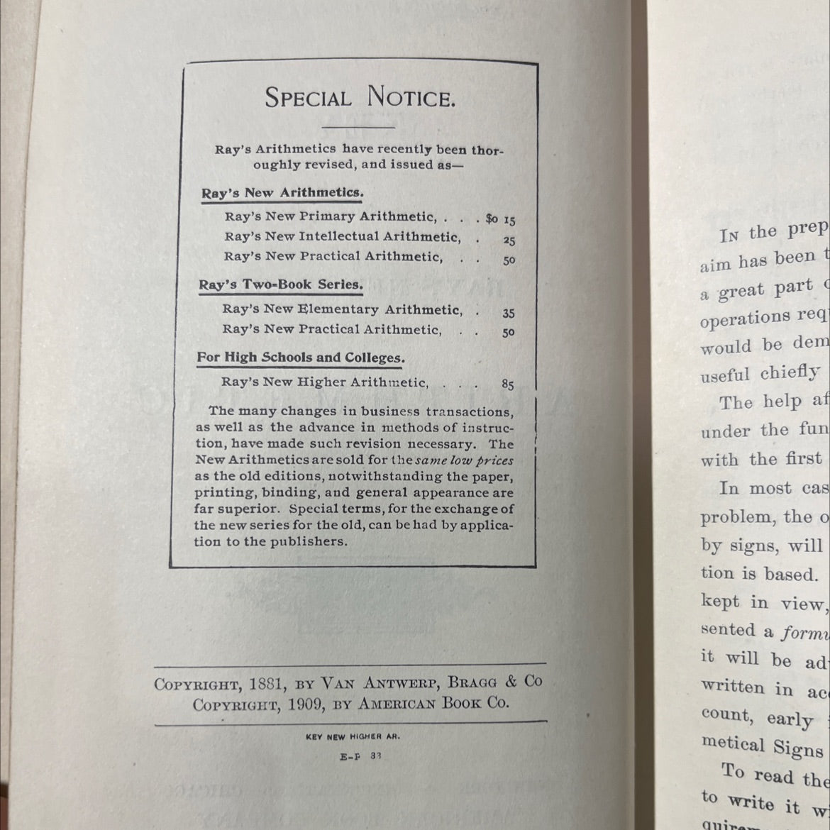 key to ray's new higher arithmetic book, by unknown, 1909 Hardcover image 3