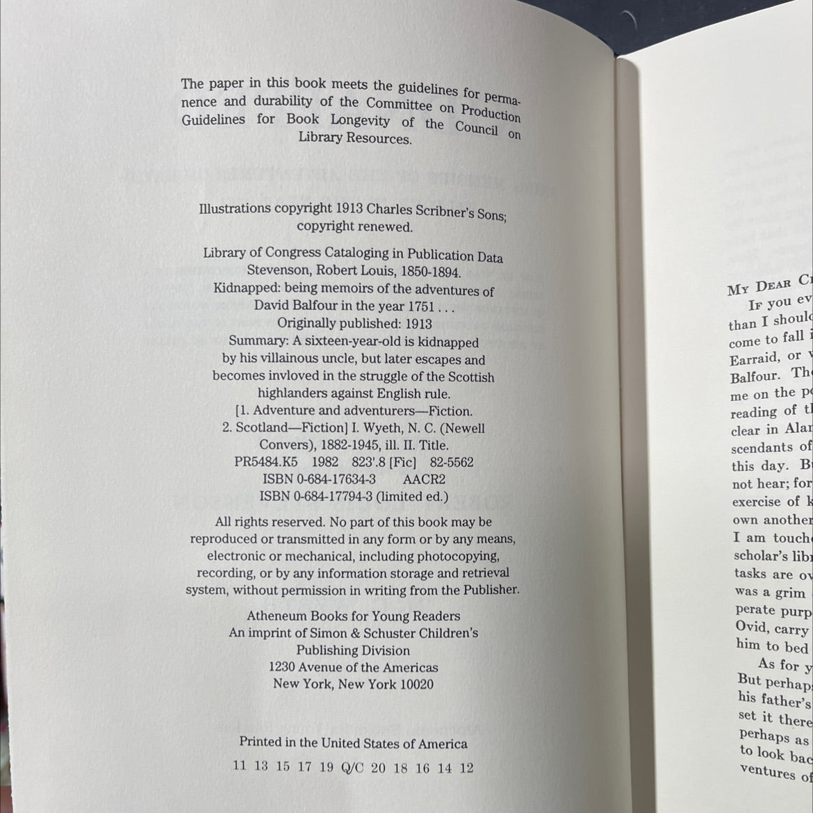 kidnapped the adventures of david balfour book, by robert louis stevenson, 1982 Hardcover image 3