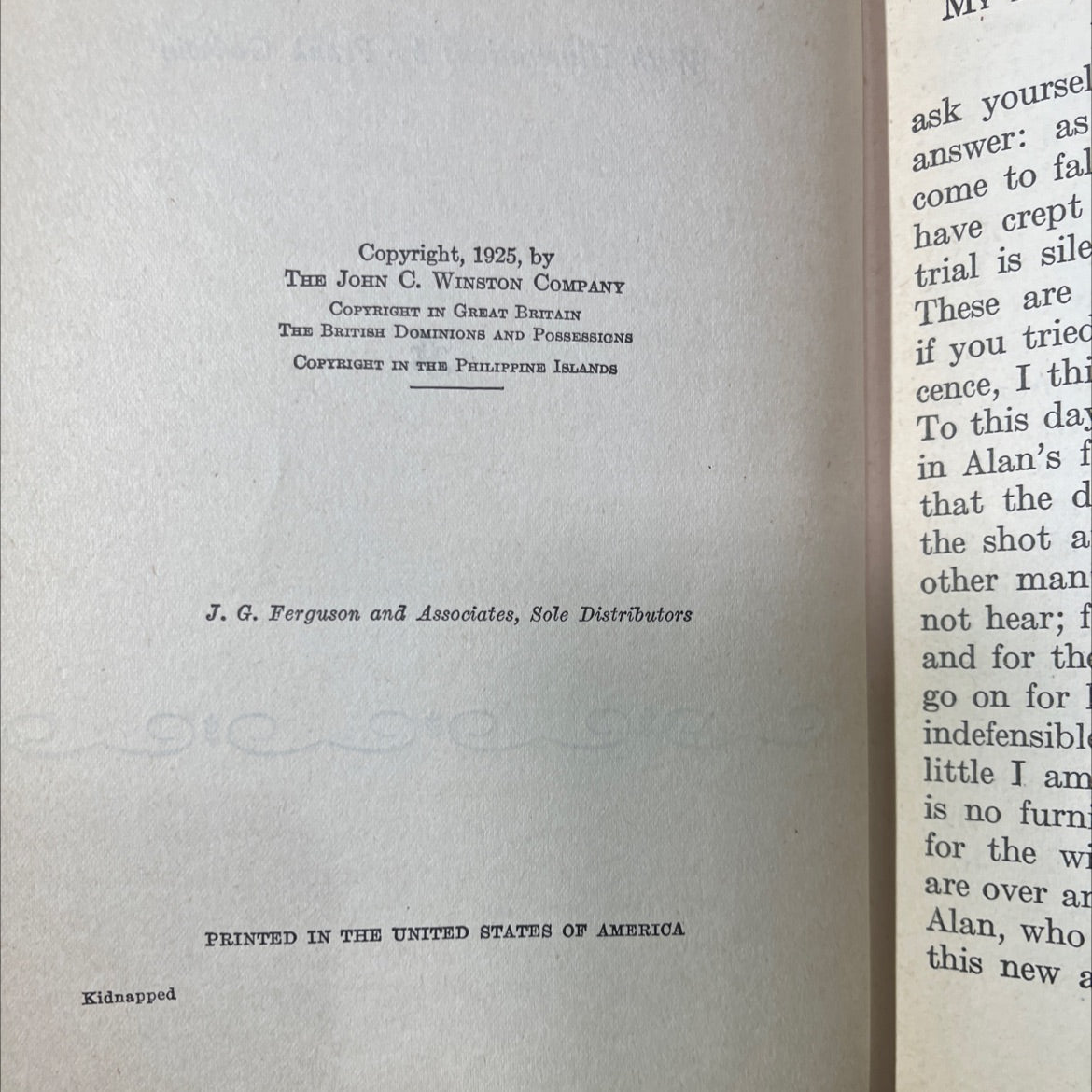 kidnapped book, by robert louis stevenson, 1925 Hardcover image 3