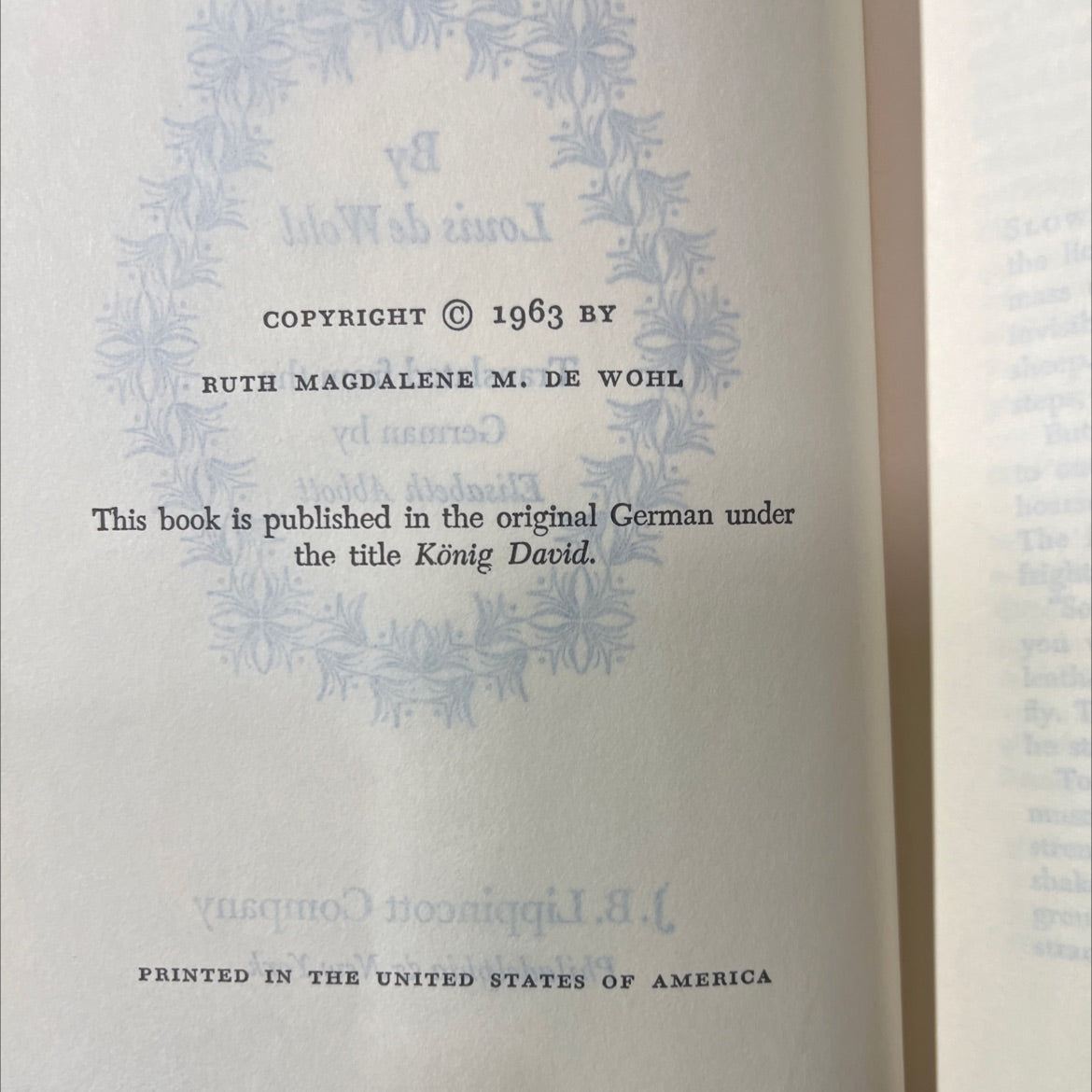king david book, by louis de wohl, 1963 Hardcover image 3