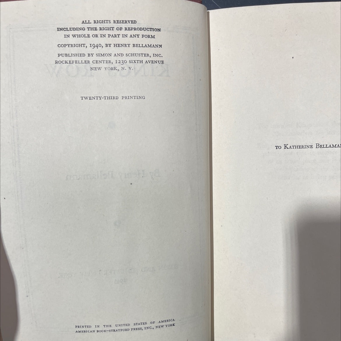 kings row book, by henry bellamann, 1945 Hardcover image 3