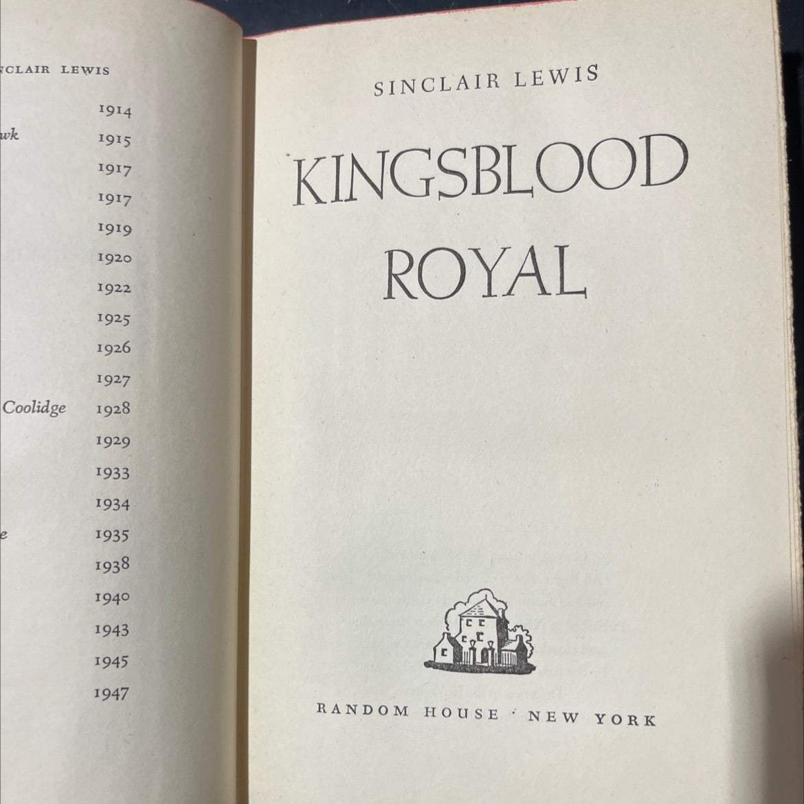 kingsblood royal book, by sinclair lewis, 1947 Hardcover image 2