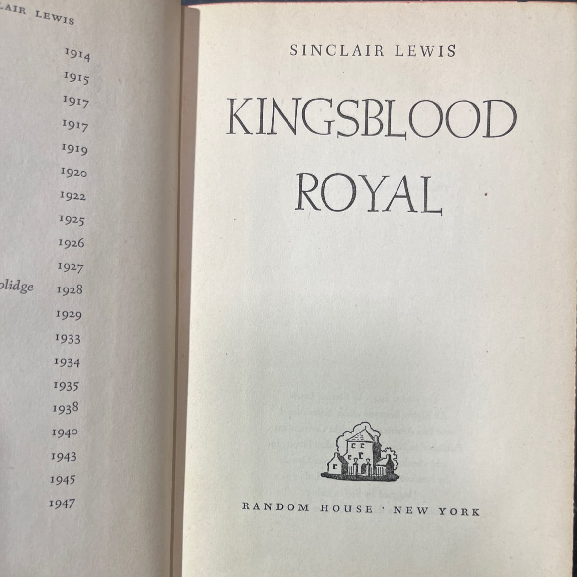 kingsblood royal book, by sinclair lewis, 1947 Hardcover image 2