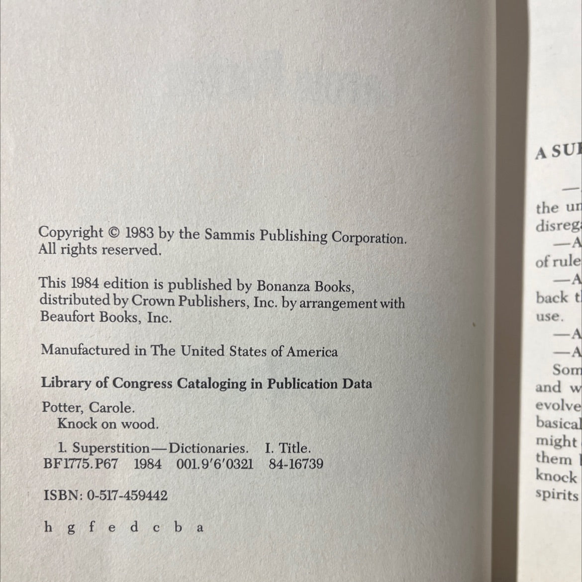 knock on wood & other superstitions book, by Carole Potter, 1984 Hardcover image 3