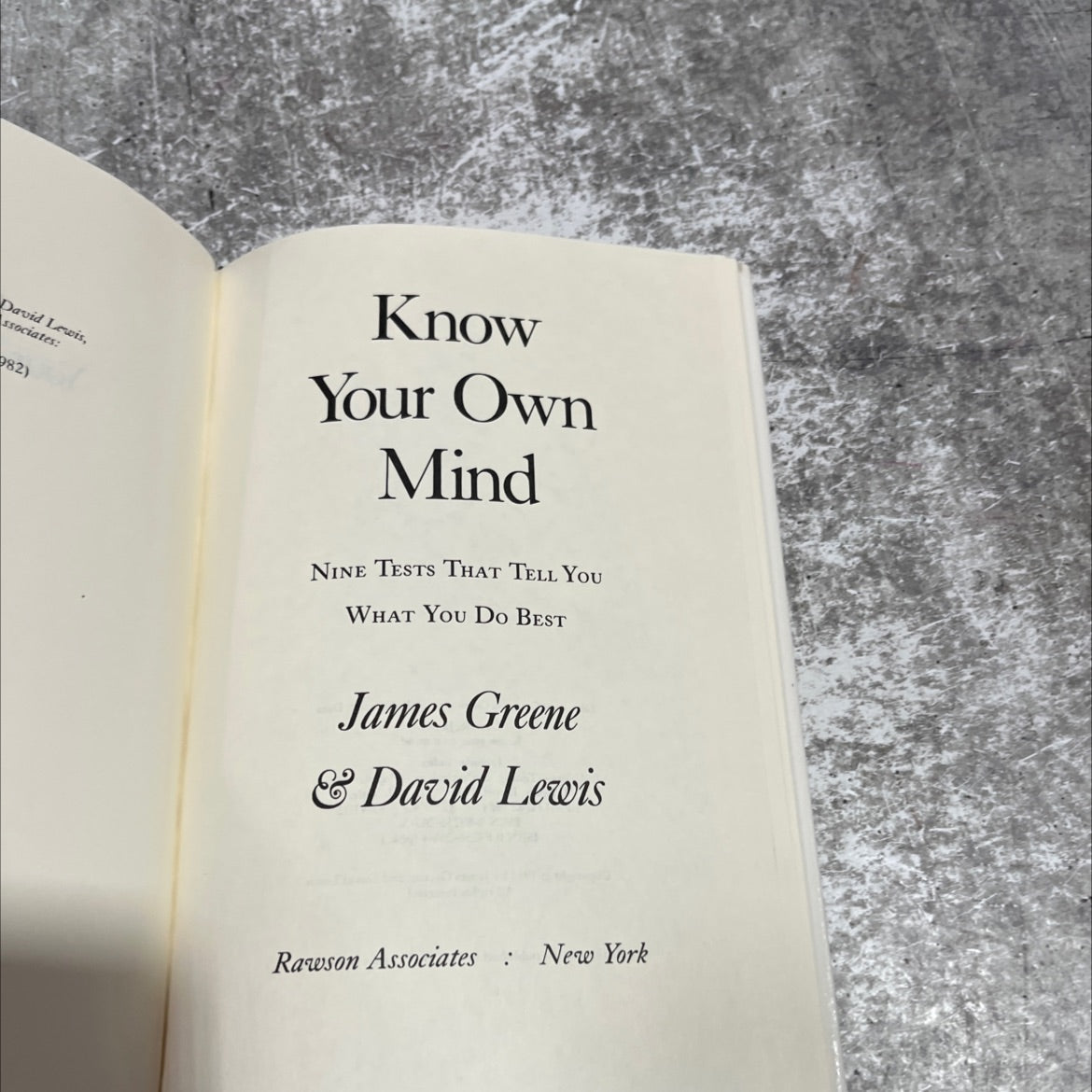 know your own mind book, by james greene & david lewis, 1984 Hardcover image 2