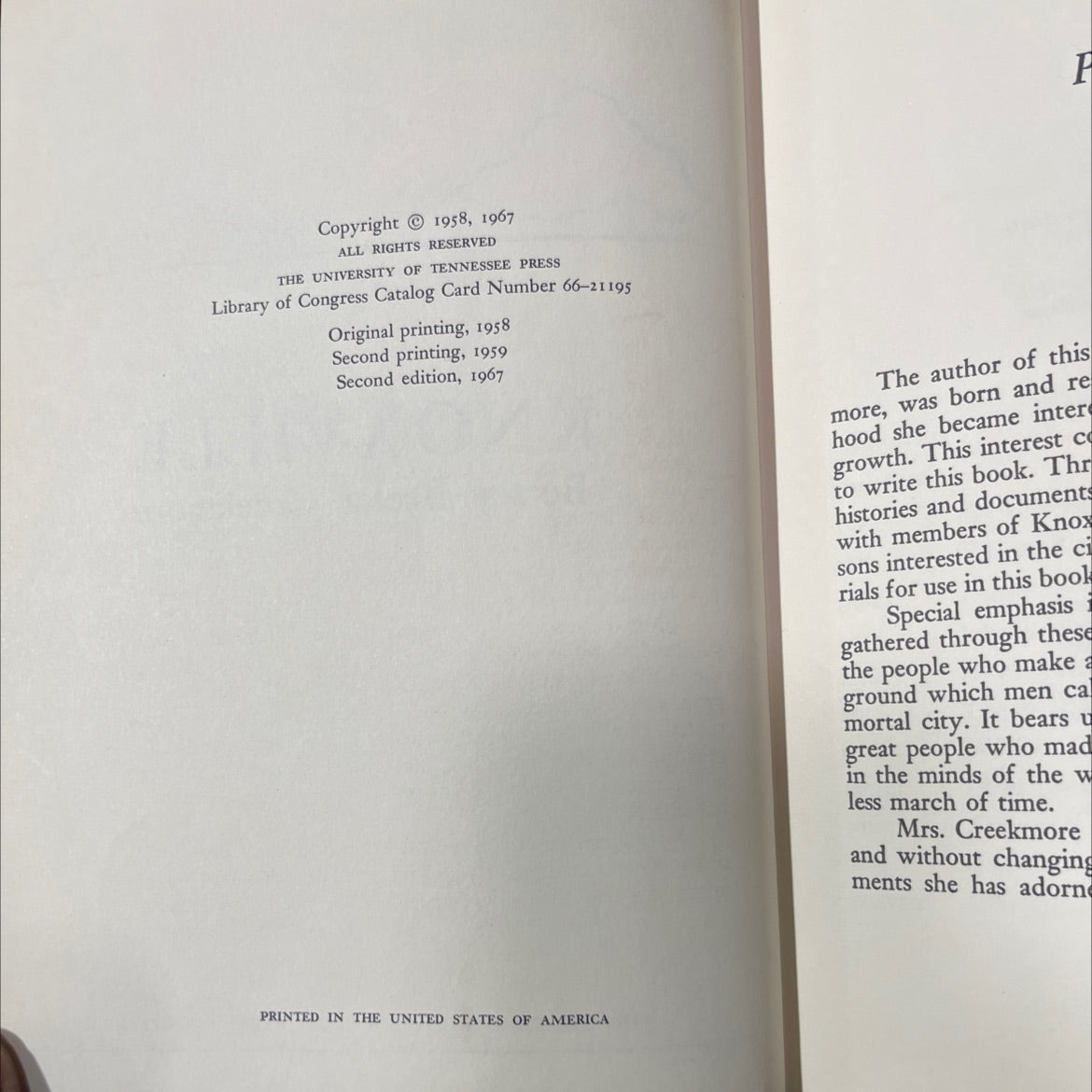 knoxville book, by betsey beeler creekmore, 1967 Hardcover image 3