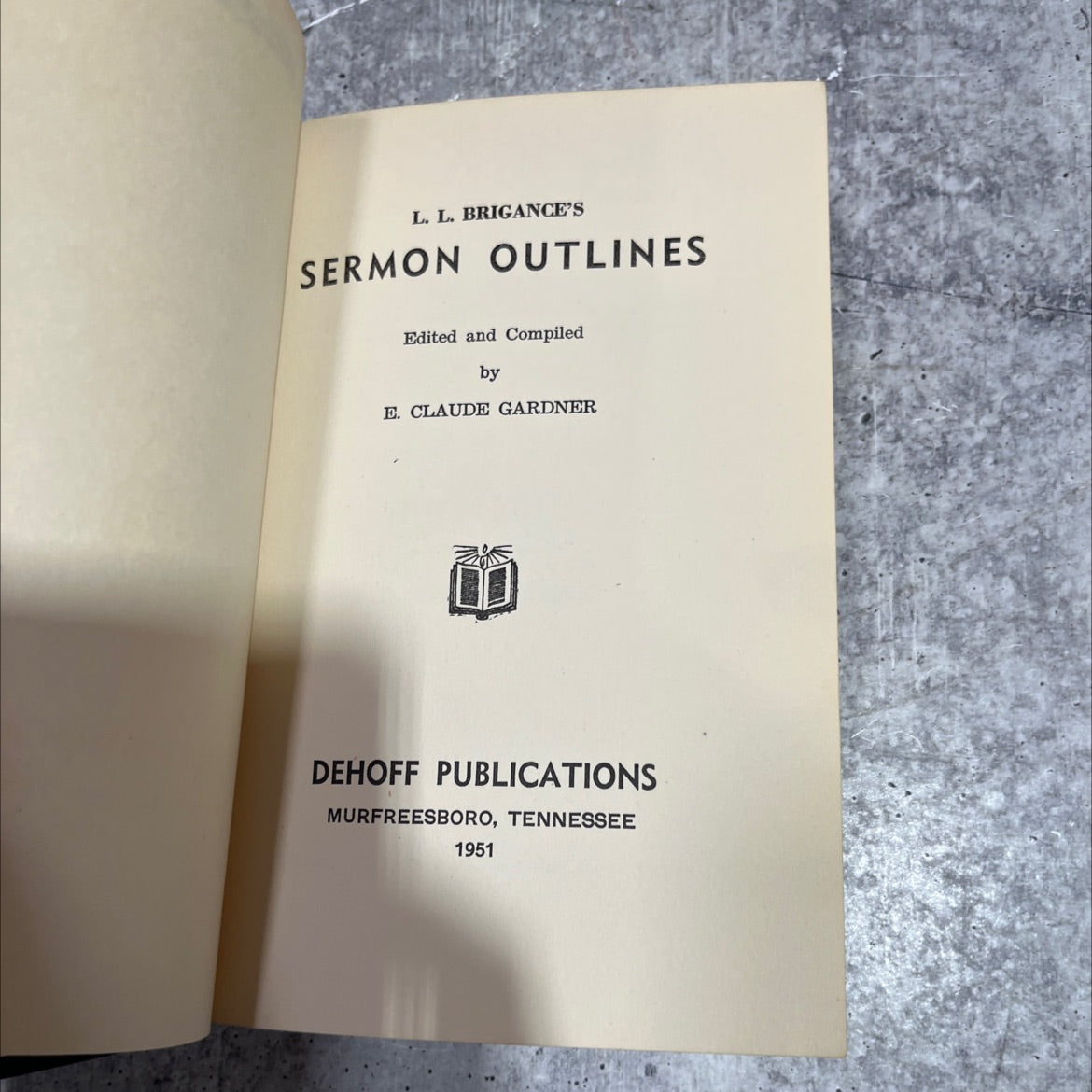 l. l. brigance's sermon outlines book, by e. claude gardner, 1951 Hardcover image 2