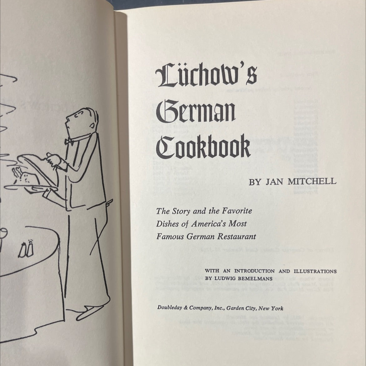 lüchow's german cookbook book, by jan mitchell, 1970 Hardcover image 2