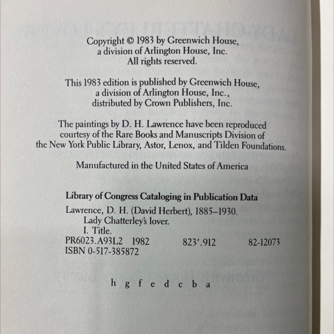 lady chatterley's lover book, by D. H. Lawrence, 1983 Hardcover image 3