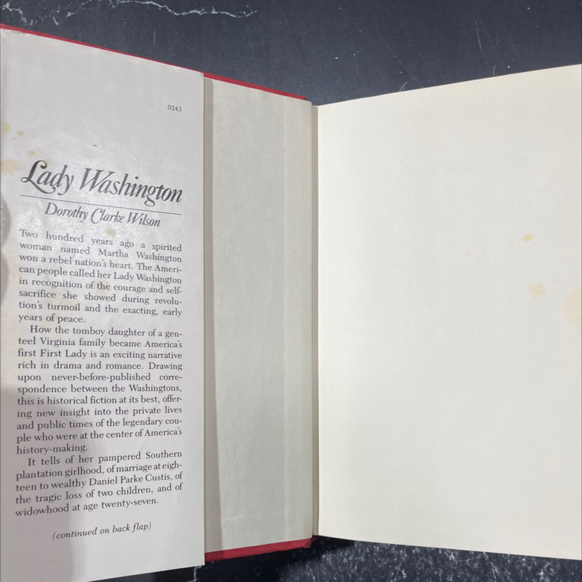 lady washington: the story of america's first first lady book, by dorothy clarke wilson, 1984 Hardcover image 4
