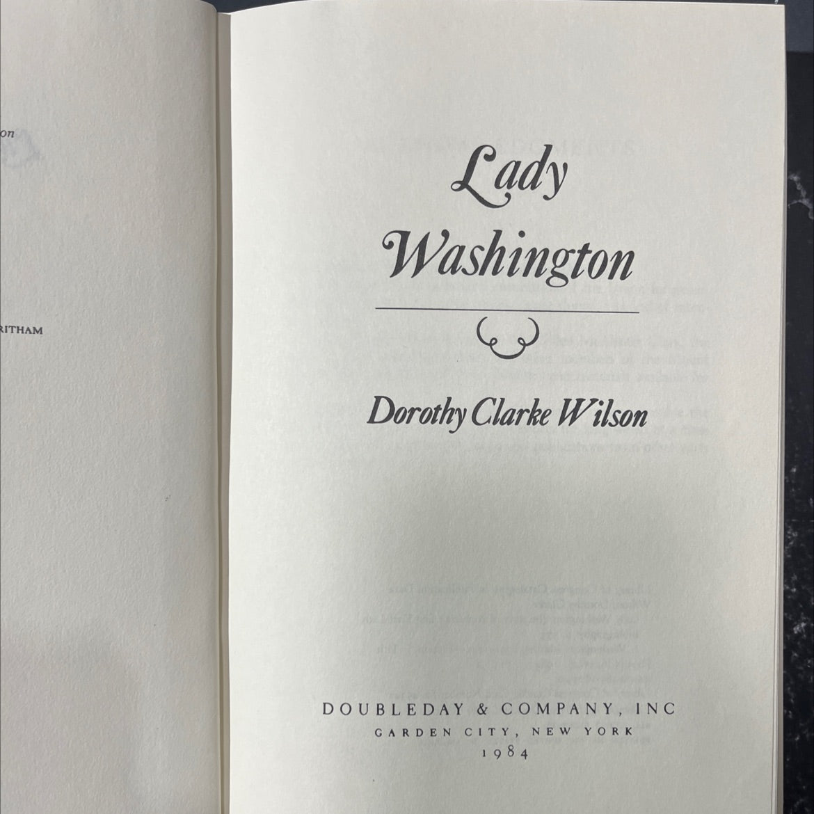 lady washington: the story of america's first first lady book, by dorothy clarke wilson, 1984 Hardcover image 2