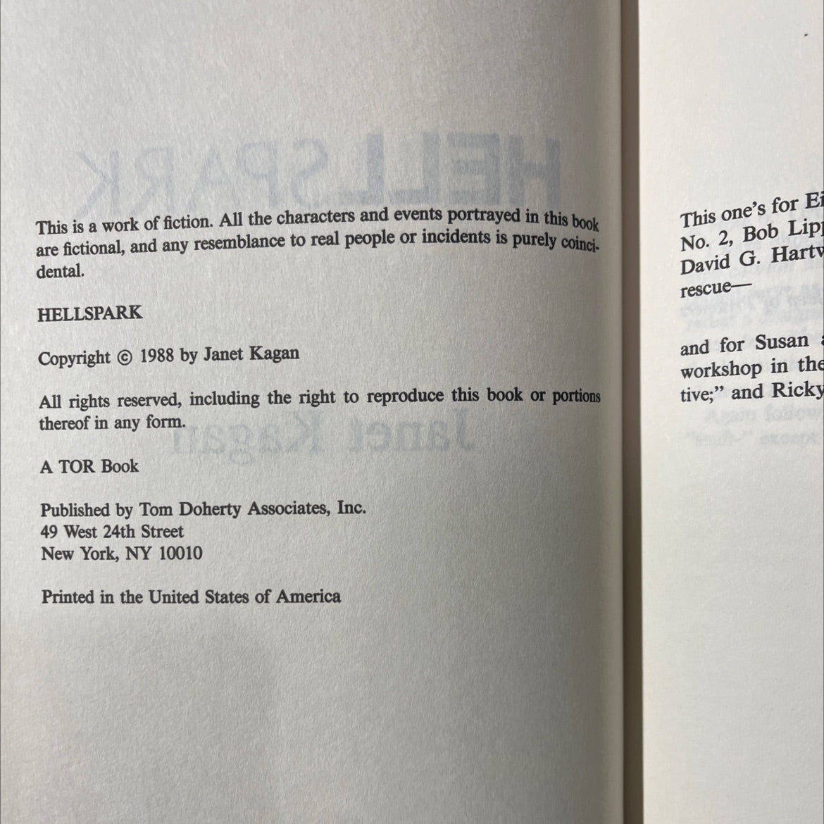 lah hellspark book, by Janet Kagan, 1988 Hardcover image 3