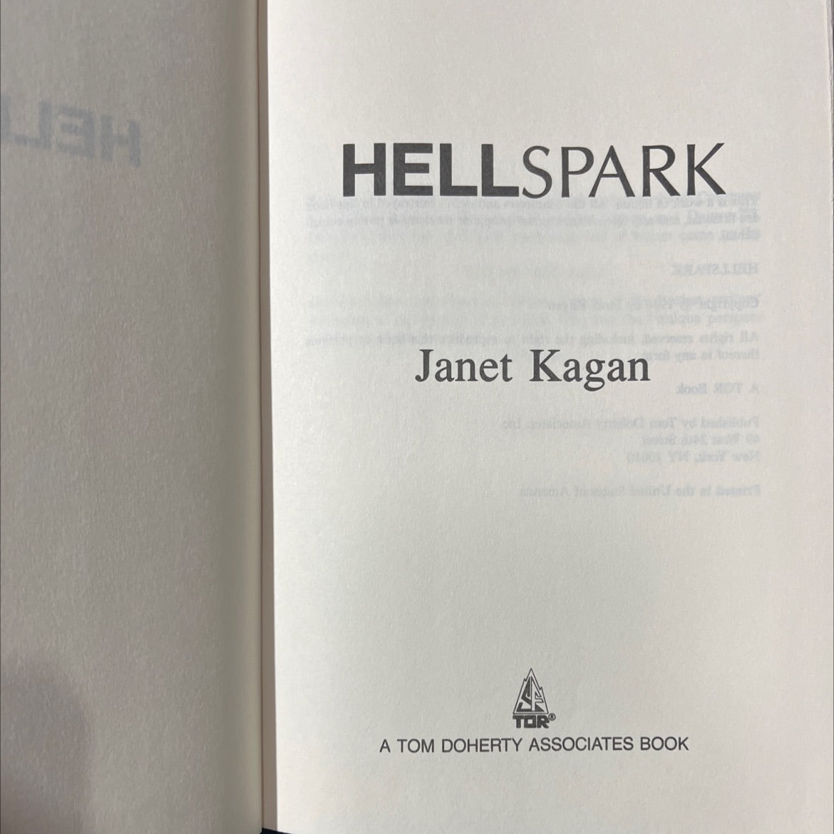 lah hellspark book, by Janet Kagan, 1988 Hardcover image 2