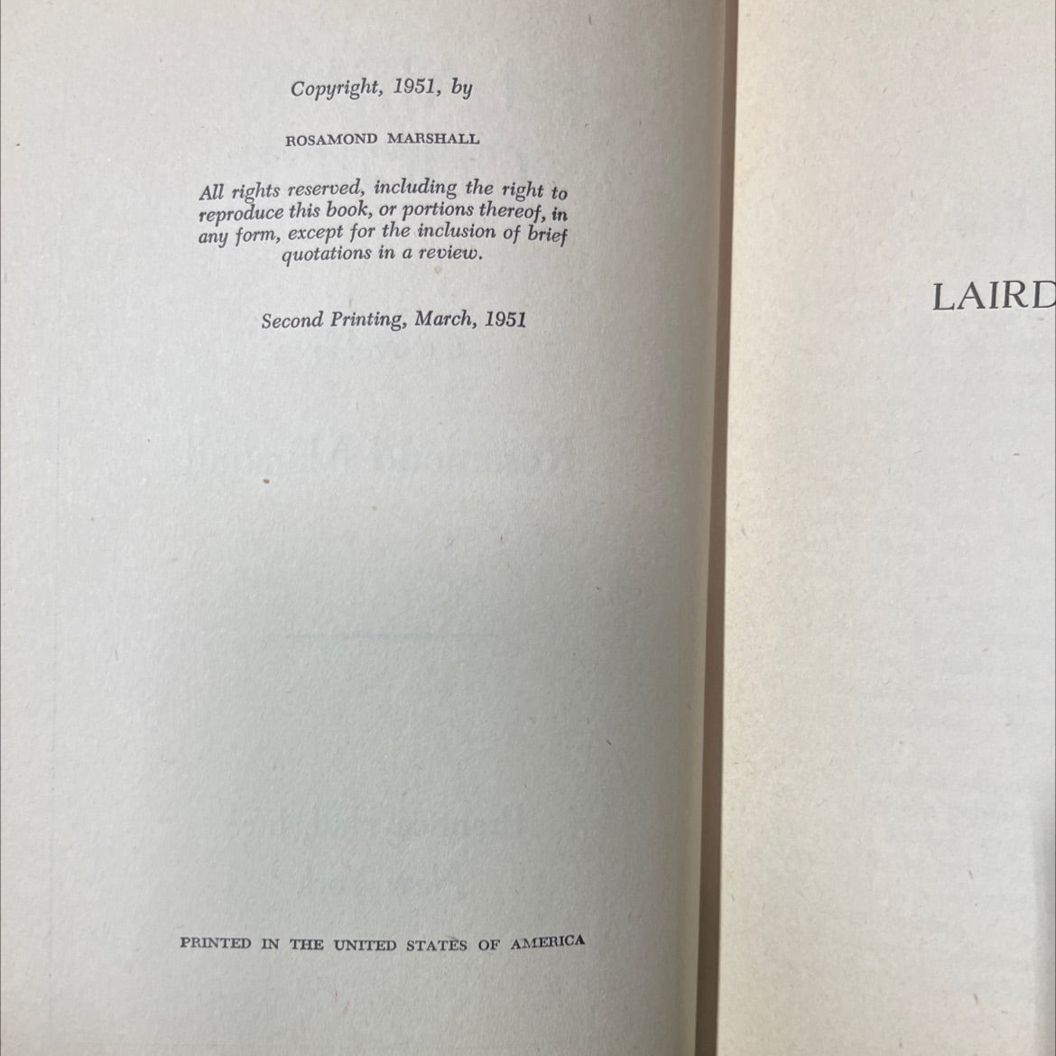 laird's choice book, by rosamond marshall, 1951 Hardcover image 3