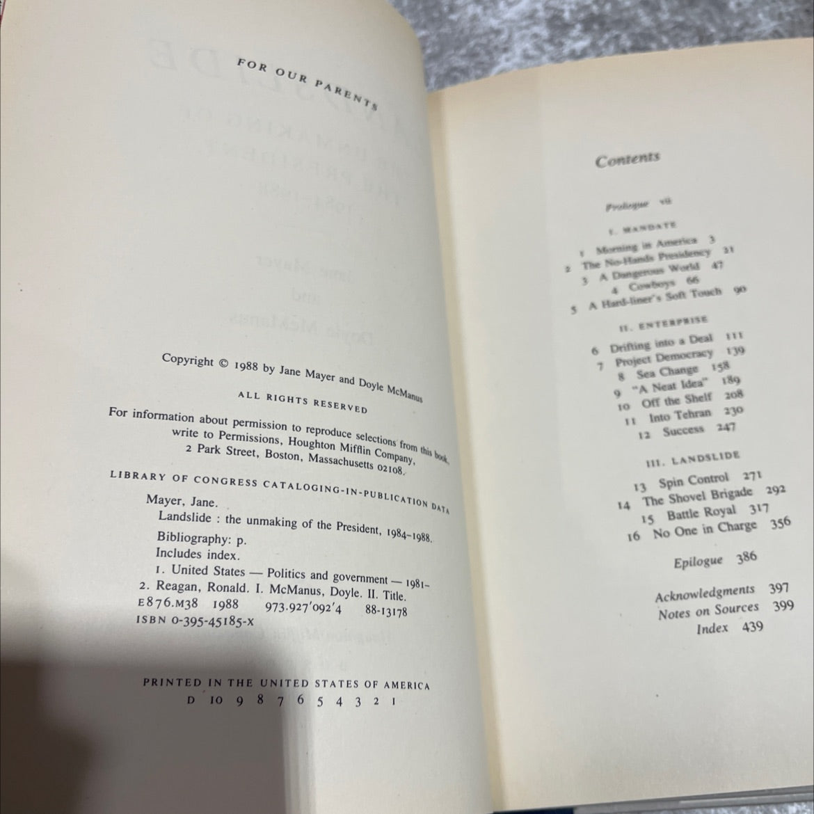 landslide the unmaking of the president, 1984-1988 book, by Jane Mayer and Doyle McManus, 1988 Hardcover image 3