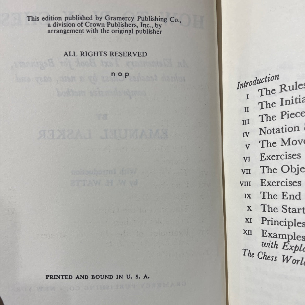 lasker's how to play chess an elementary text book for beginners book, by emanuel lasker, 1970 Hardcover image 3