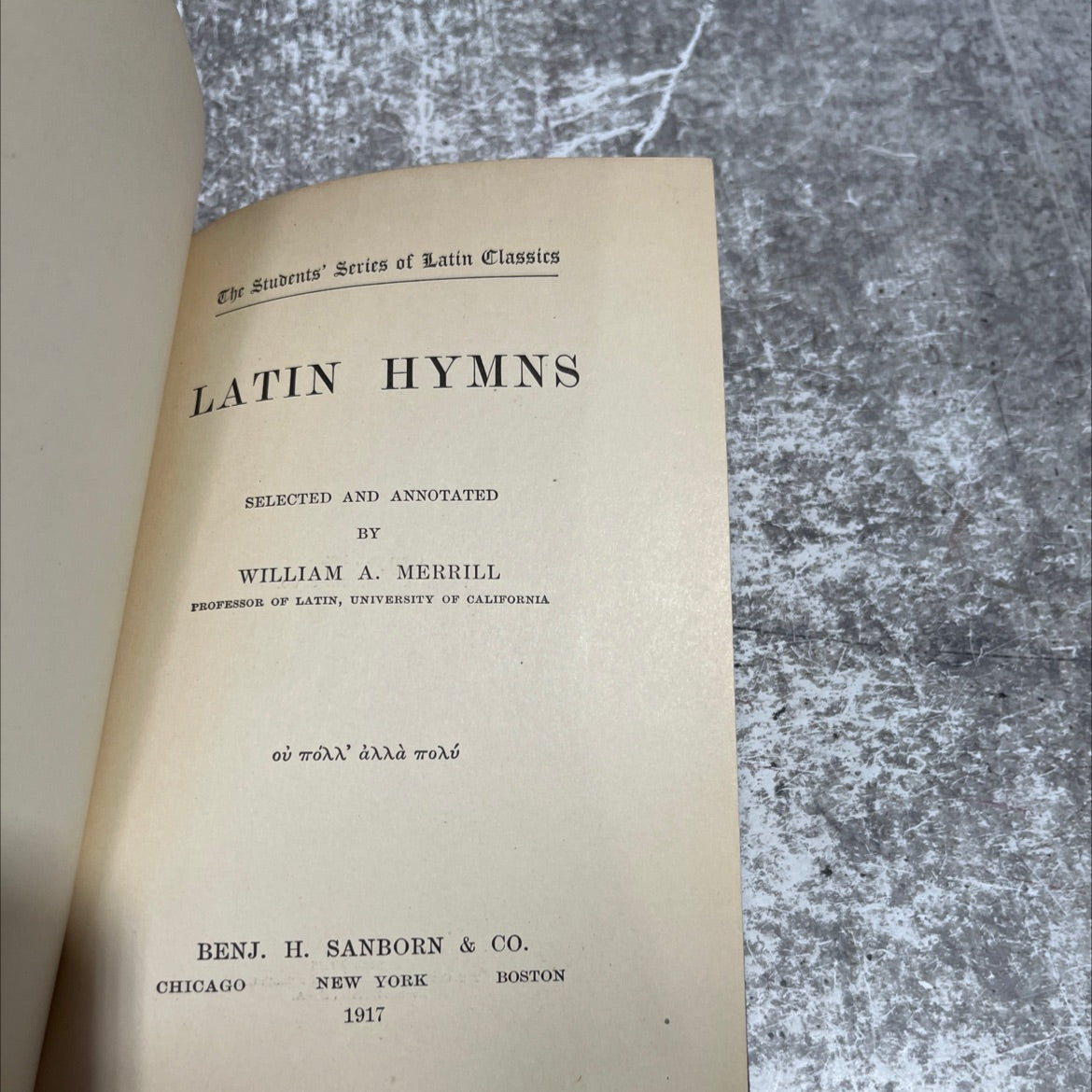 latin hymns selected and annotated book, by william a. merrill, 1917 Hardcover image 2