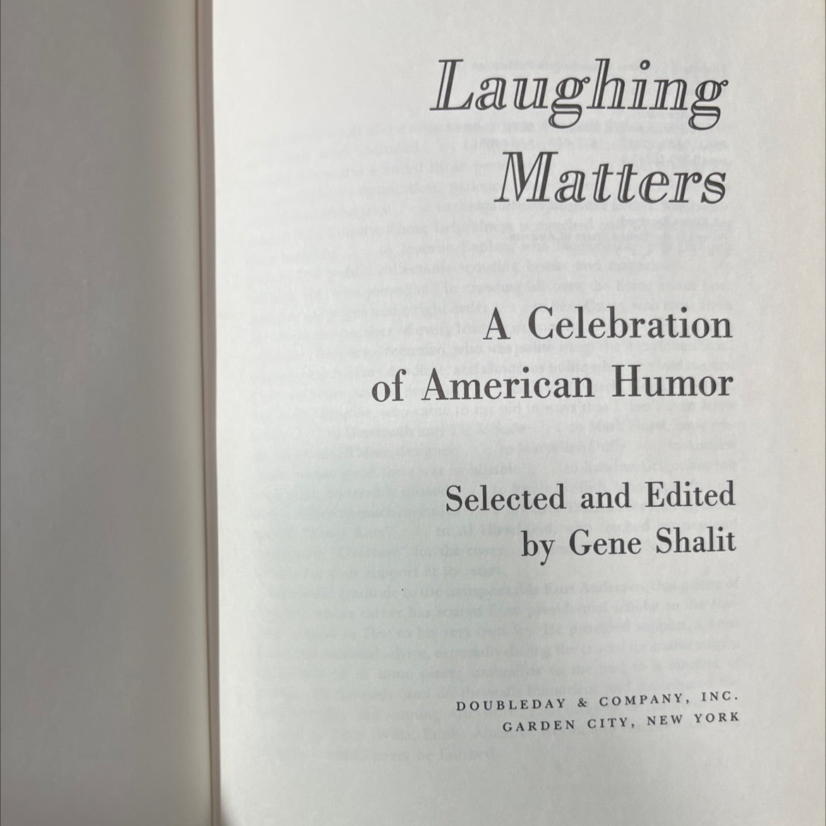 laughing matters a celebration of american humor book, by Gene Shalit, 1987 Hardcover image 2