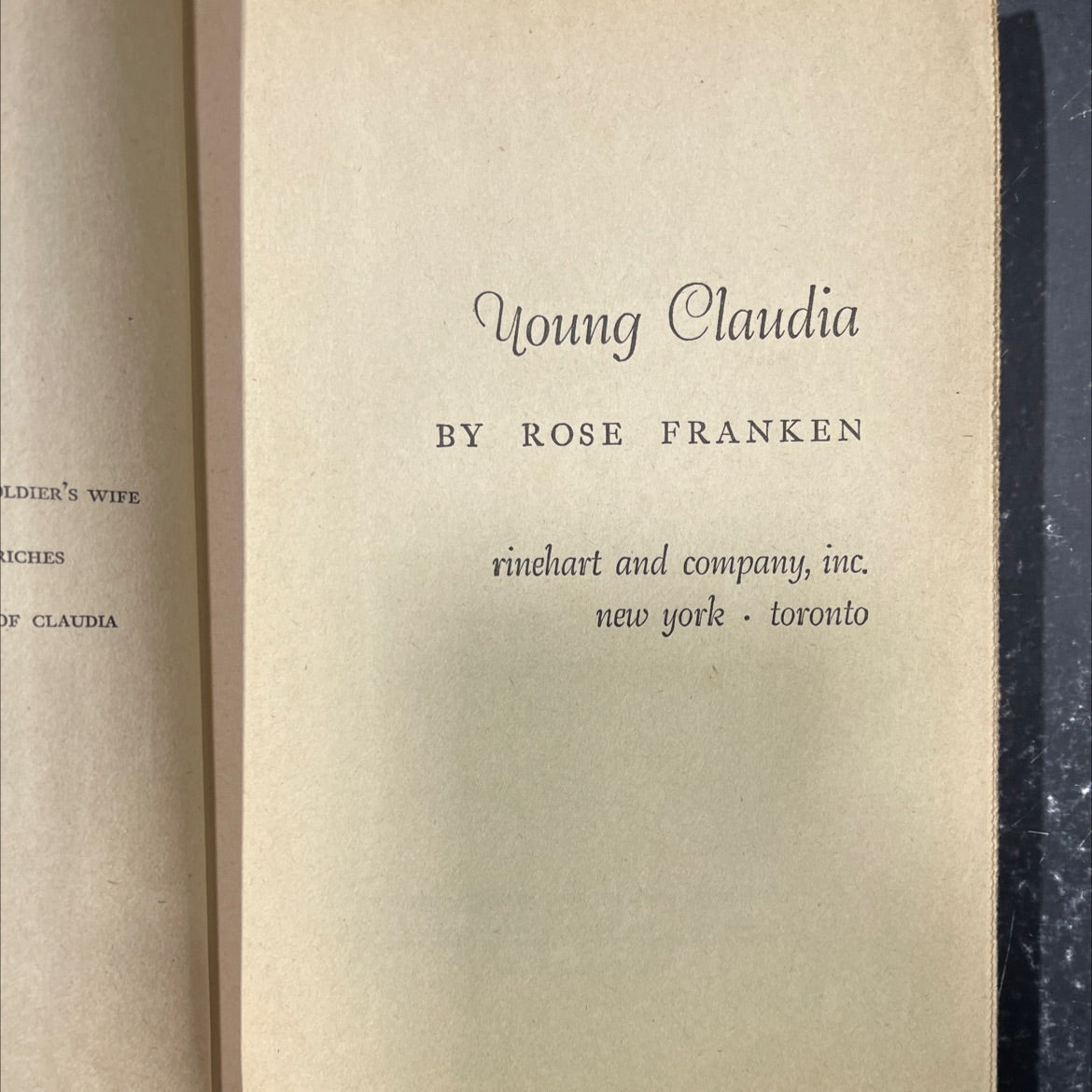ldier's wife young claudia book, by rose franken, 1946 Hardcover image 2