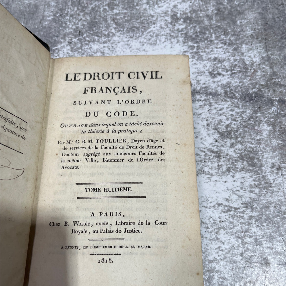 le droit civil français, suivant l'ordre du code book, by M. C. B. M. Toullier, 1818 Leather image 2