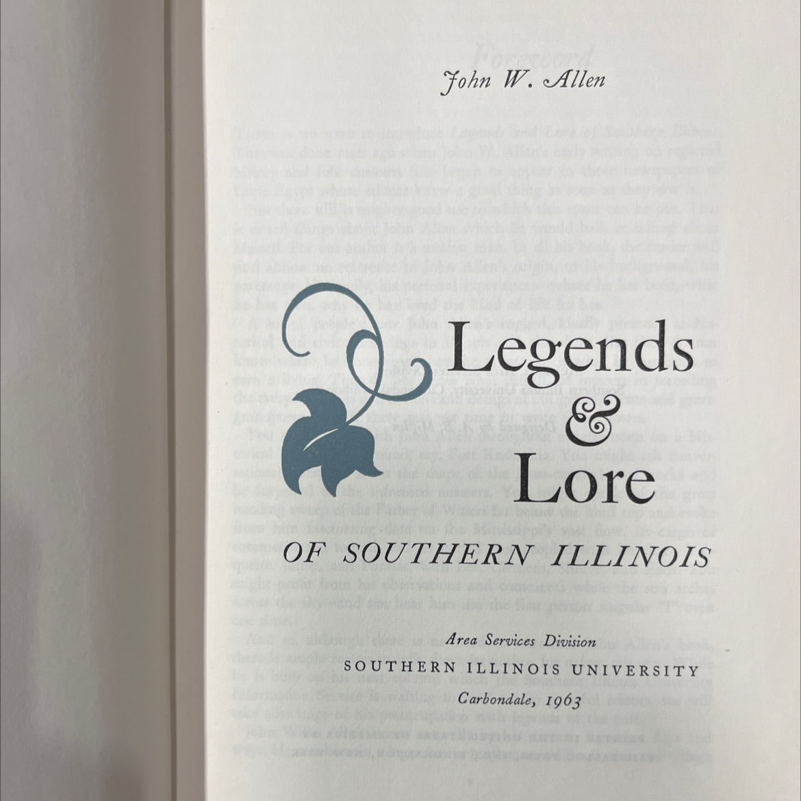 SIGNED legends lore of southern illinois book, by john w. allen, 1963 Hardcover, Vintage image 2