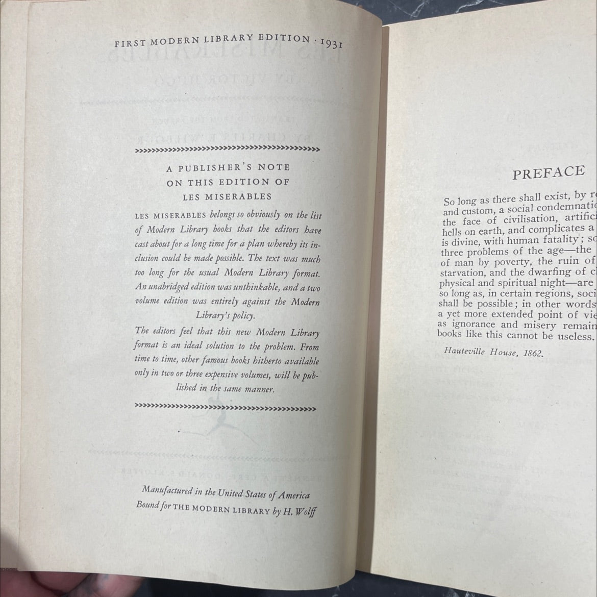 les miserables book, by victor hugo, 1931 Hardcover image 3