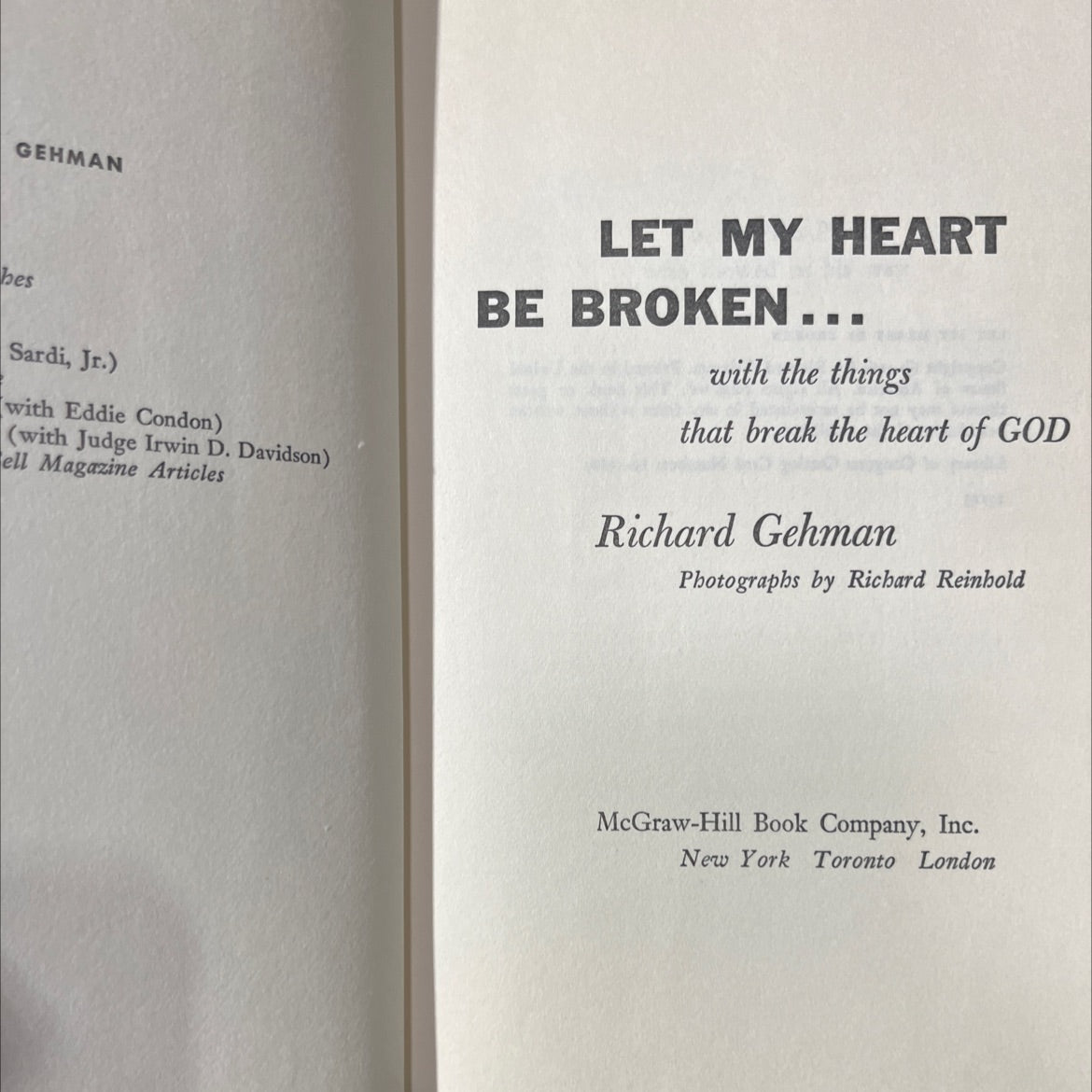 let my heart be broken book, by richard gehman, 1960 Hardcover image 2