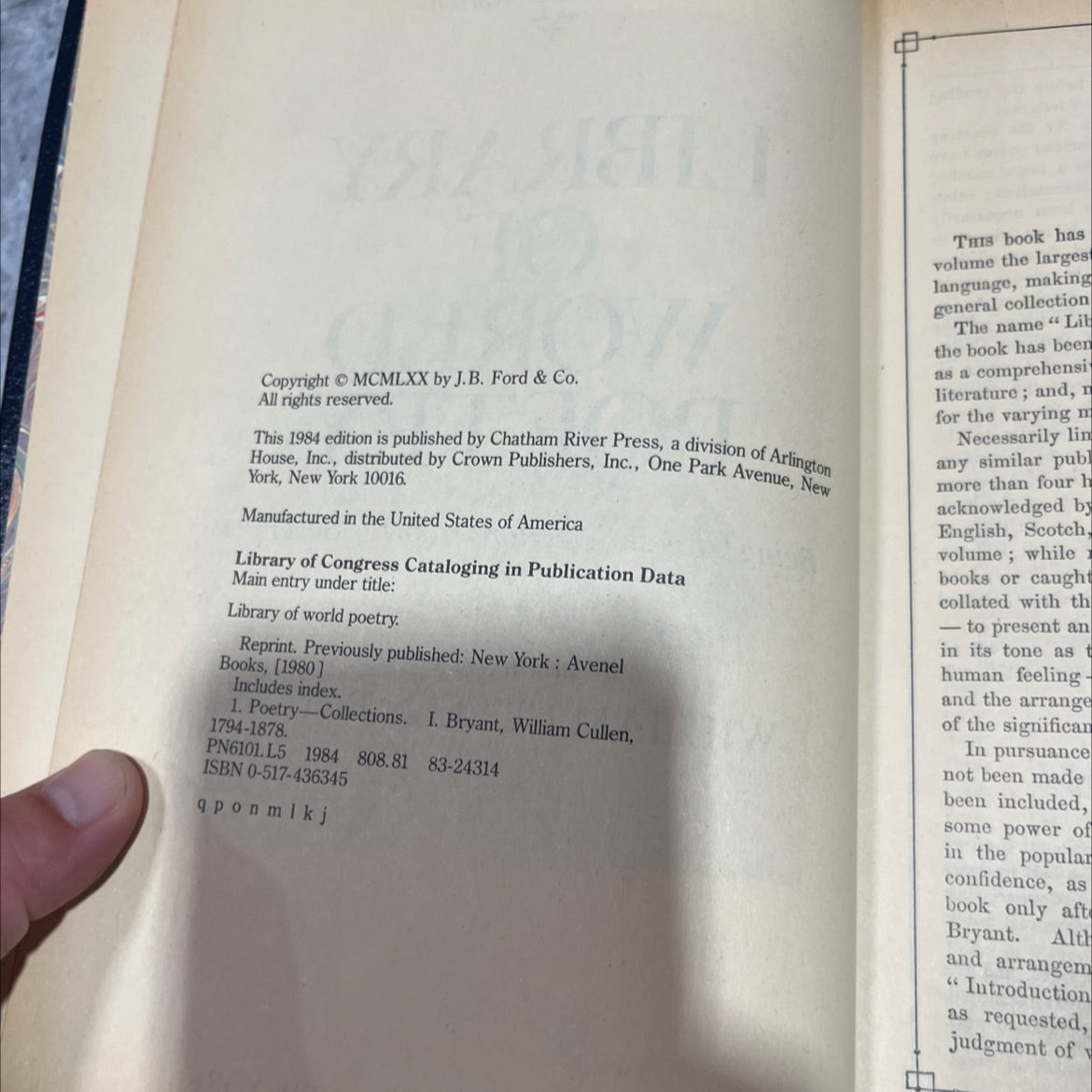 library of world poetry book, by william cullen bryant, 1984 Leather image 3