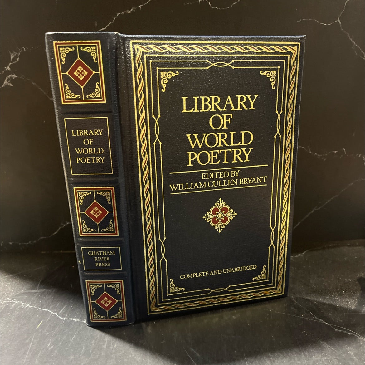 library of world poetry book, by William Cullen Bryant, 1984 Leather image 1