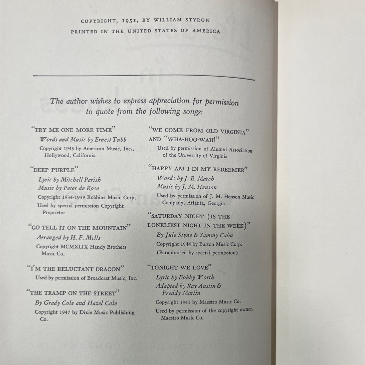 lie down in darkness book, by William Styron, 1951 Hardcover image 3