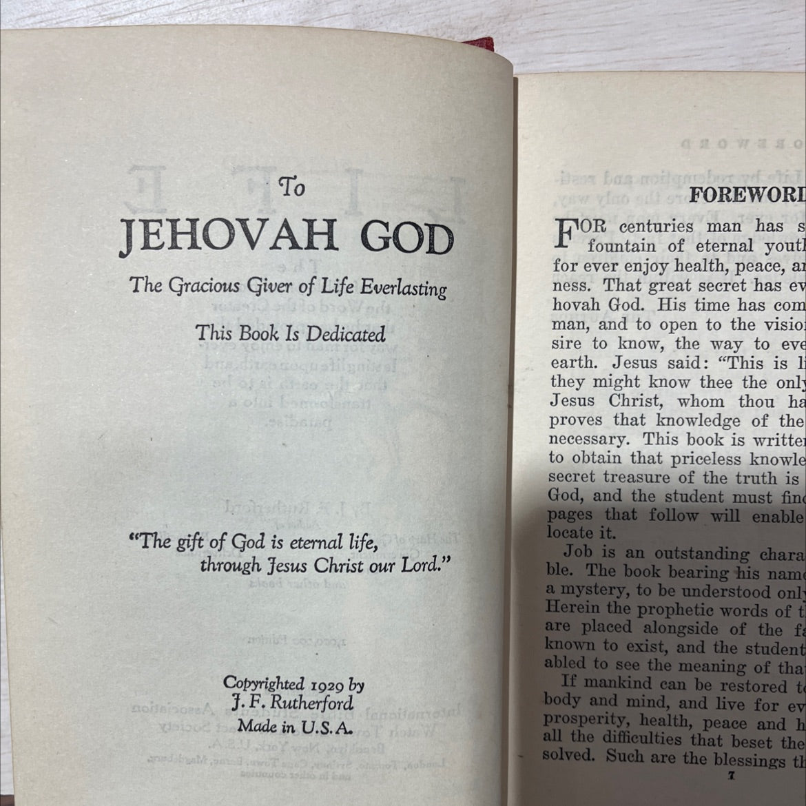 life 09 havohhet book, by j. f. rutherford, 1929 Hardcover, Antique, Heavily Used image 3