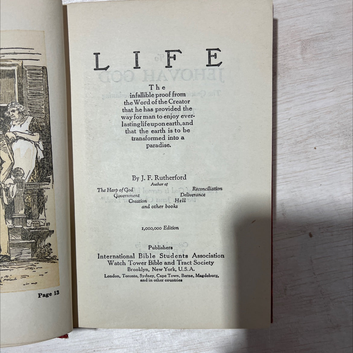 life 09 havohhet book, by j. f. rutherford, 1929 Hardcover, Antique, Heavily Used image 2