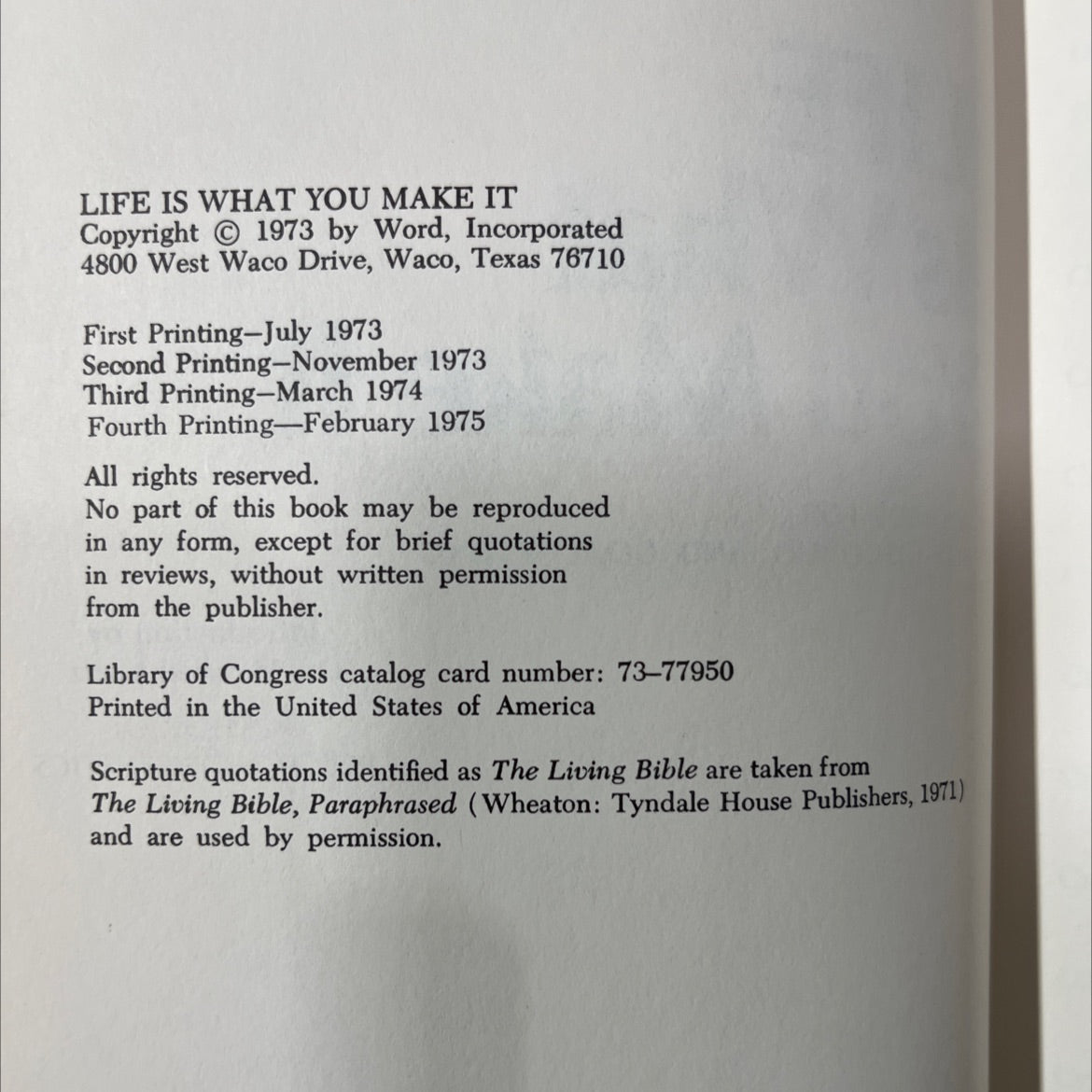 life is what you make it book, by Ronald L. Willingham, 1975 Hardcover image 3