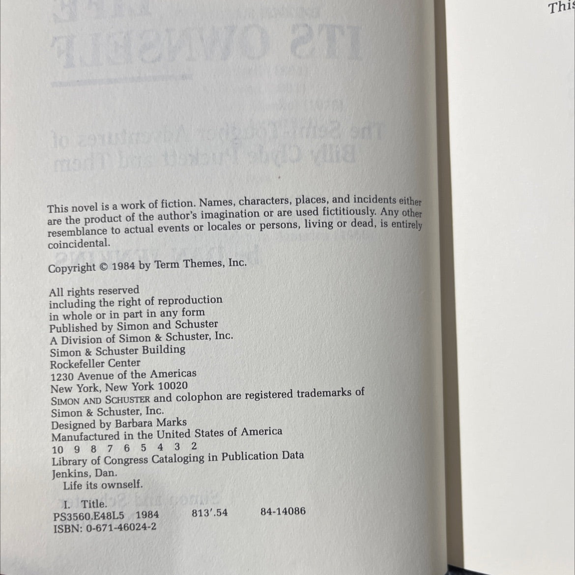 life its ownself book, by dan jenkins, 1984 Hardcover image 3