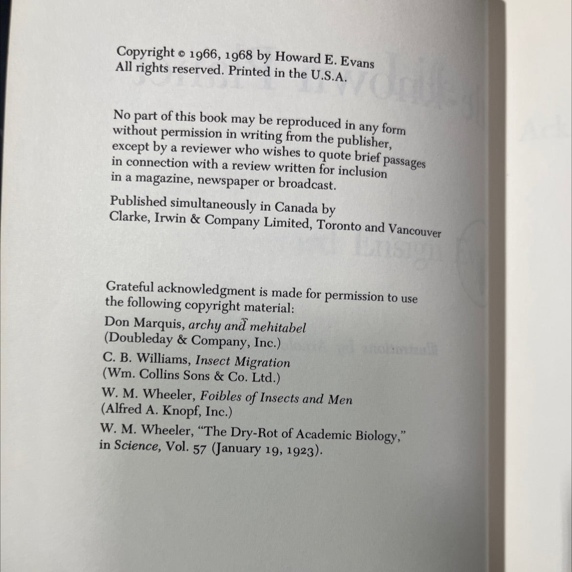 life on little-known planet book, by howard ensign evans, 1968 Hardcover image 3