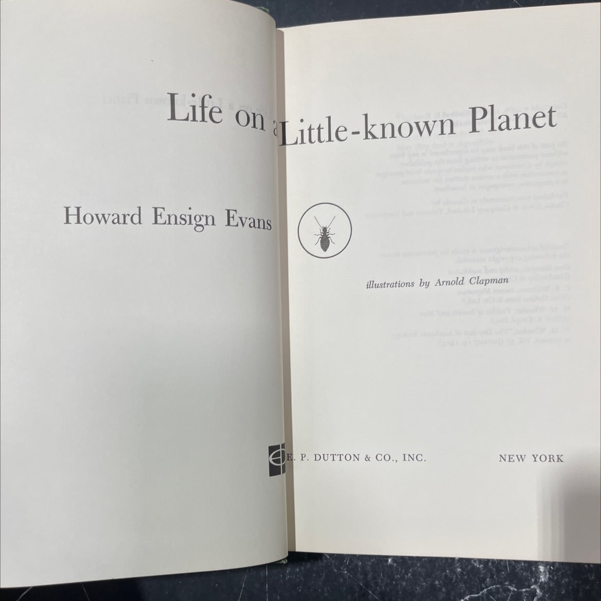 life on little-known planet book, by howard ensign evans, 1968 Hardcover image 2