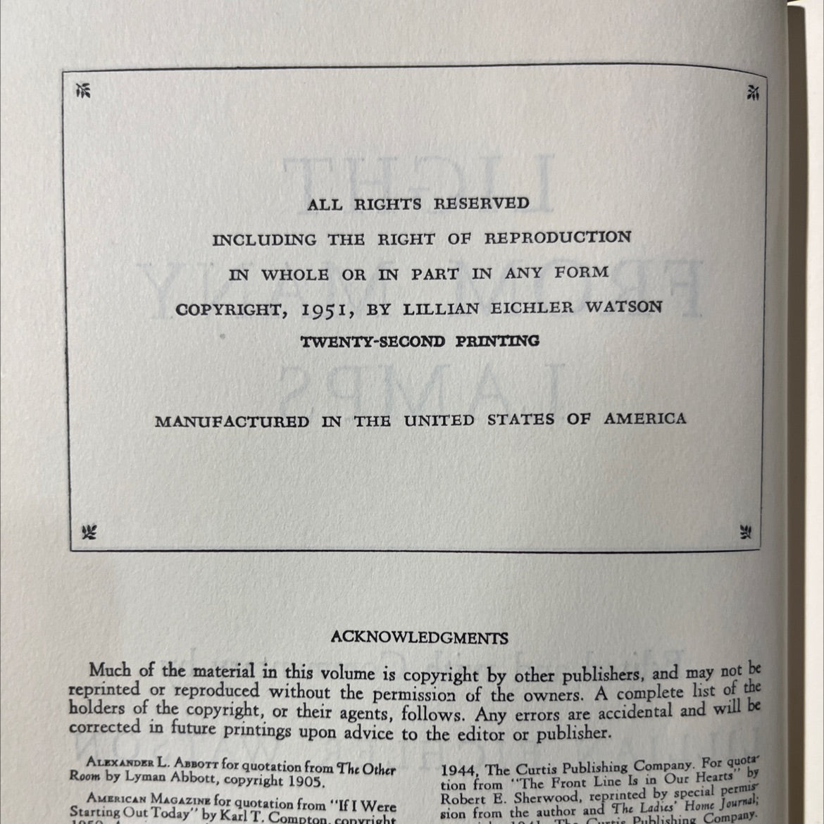 light from many lamps book, by lillian eichler watson, 1951 Hardcover image 3
