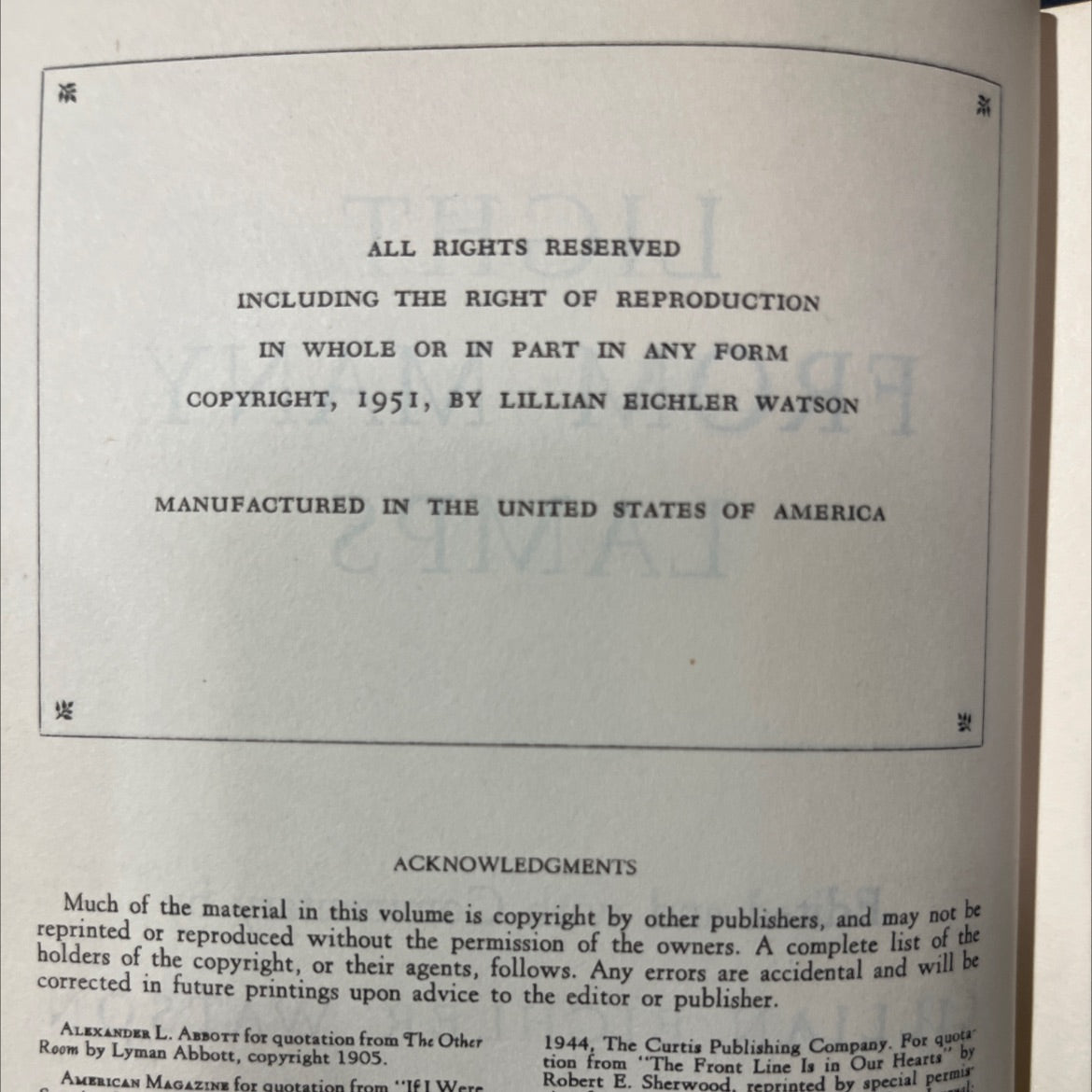 light from many lamps book, by lillian eichler watson, 1951 Hardcover image 3