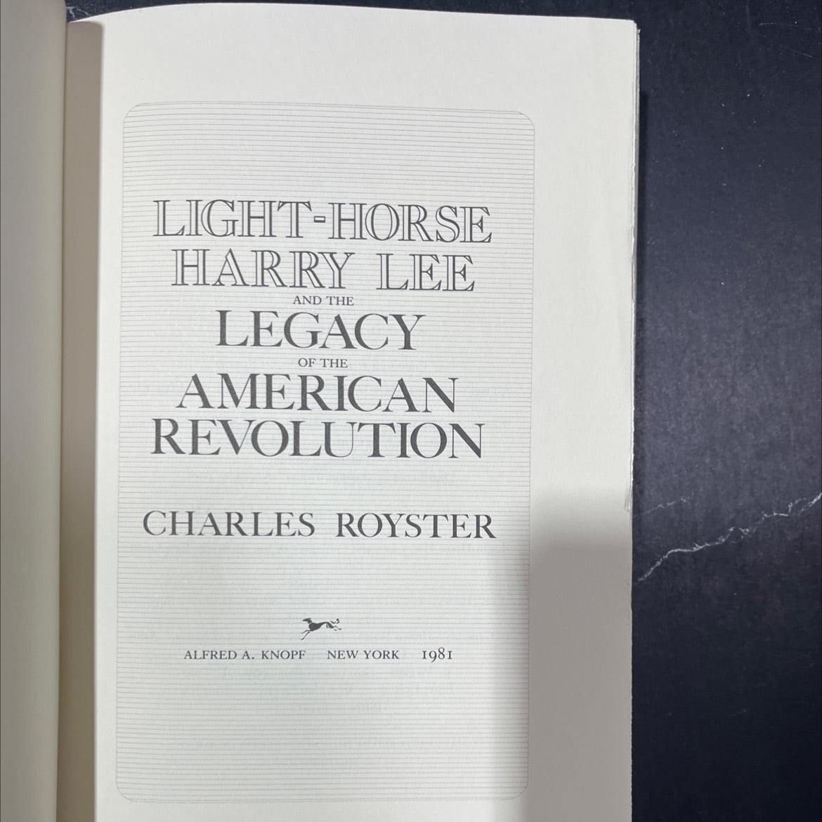 light-horse harry lee and the legacy of the american revolution book, by Charles Royster, 1981 Hardcover image 2
