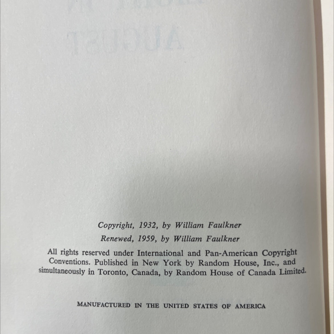 light in august book, by William Faulkner, 1959 Hardcover image 3