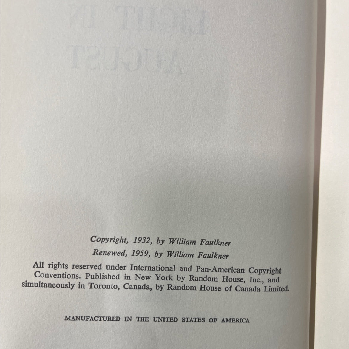 light in august book, by William Faulkner, 1959 Hardcover image 3