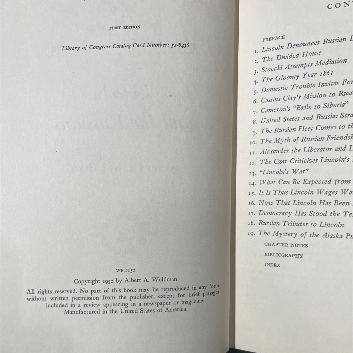 lincoln and the russians book, by albert a. woldman, 1952 Hardcover image 3